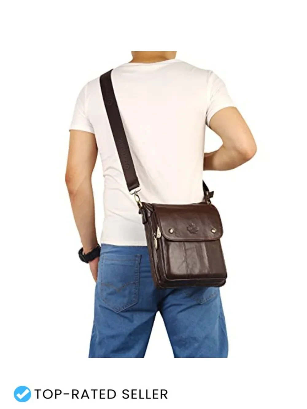 Genuine Leather Messenger Bag Sling Crossbody Shoulder Bag Travel Work